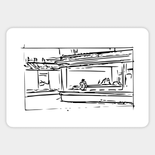 diner sketch nighthawks hopper Magnet